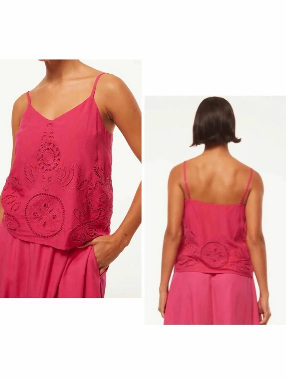 NWT MISA MARCELA  Eyelet Embroidered Spaghetti Strap Cami